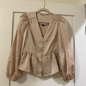 NEW with Tags - Powder Pink Satin Button-Up Women's Top